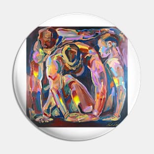 Three abstract figurative nudes in a box Pin