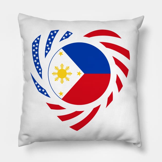 Filipino American Multinational Patriot Flag (Heart) Pillow by Village Values