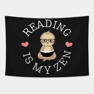 Reading Is My Zen Sloth Tshirt Tapestry