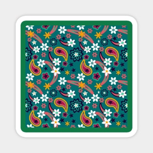 Floral pattern with leaves and flowers paisley style Magnet