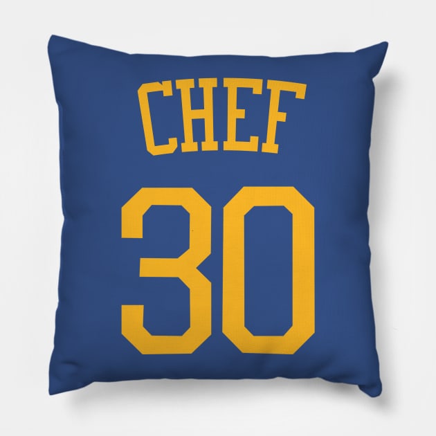 Steph Curry 'CHEF' Nickname Jersey - Golden State Warriors Pillow by xavierjfong