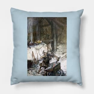 Mime at the Anvil - Siegfried and the Twilight of the Gods - Arthur Rackham Pillow