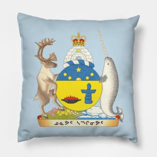 Vintage Distressed Coat of arms of Nunavut Canada Pillow