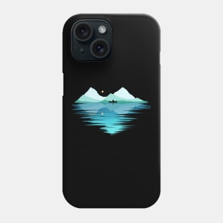 Canoe On A Lake In The Mountains By Moonlight On Camping Phone Case