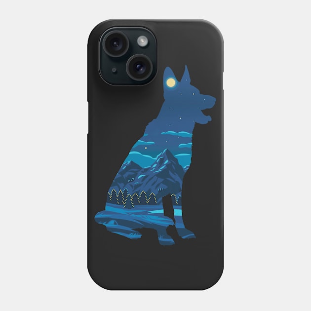 Dog by Night looking at Mountains Phone Case by jumpingmaster