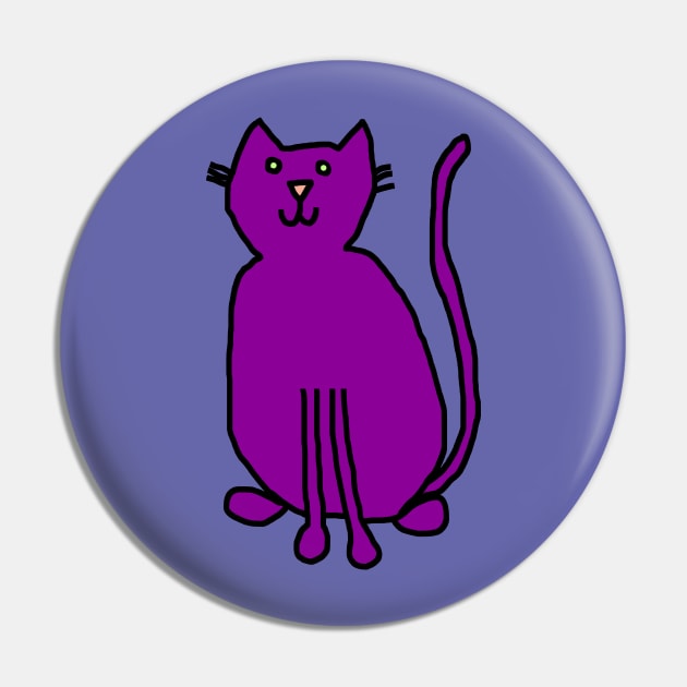 Purple Cat Minimal Line Drawing Pin by ellenhenryart