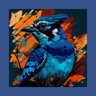 Painted Blue Jay Design T-Shirt