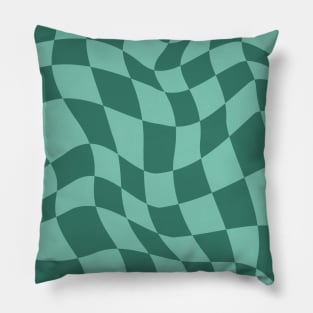 Two Green Warp Checkerboard Pillow
