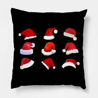 Santa Hats Collection: Get Into the Festive Spirit! Merry Christmas! Pillow