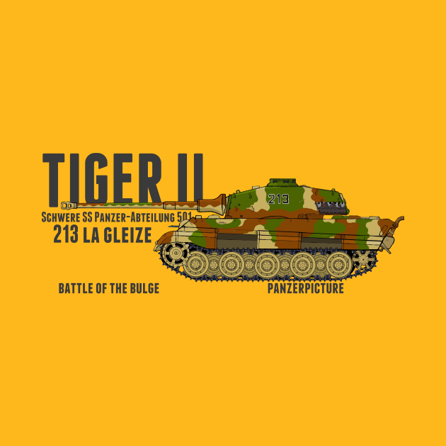 Discover Tiger II 213 La Gleize Battle of the Bulge - Panzer - T-Shirt