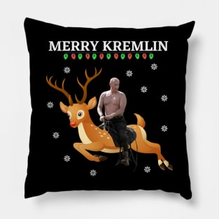 Putin riding reindeer Pillow