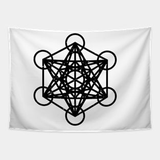 Metatron's Cube Sacred Geometry Black Tapestry