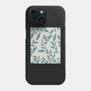 Abstract Pastel Blue Botanical  Leaves Pattern Phone Case