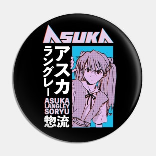 Asuka Langley Manga Girl Edit Pastel Pink Baby Blue Pin