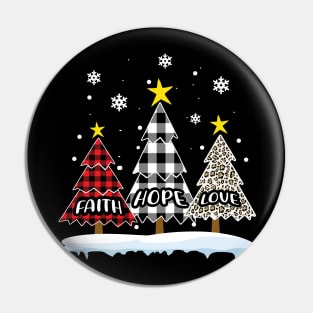 Faith Hope Love Buffalo Plaid Xmas Gift For Christian Pin