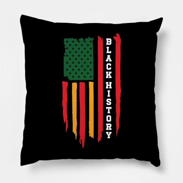 US Flag Black History African American History Pillow by Emma