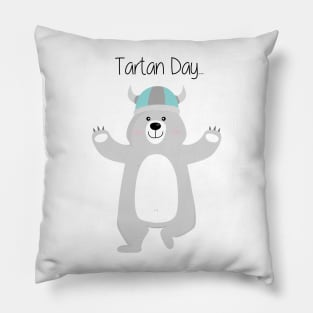 Cute Bear in Viking Hat  National Tartan Day Pillow