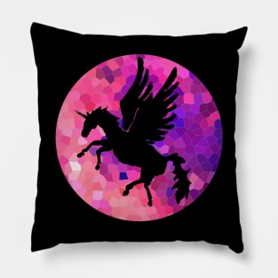 Pink Mosaic Moon Unicorn Pillow