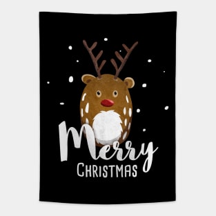 Merry Christmas Yuletide With Reindeer Rudolph Tapestry