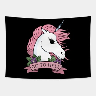 Go to Hell - Unicorn Tapestry