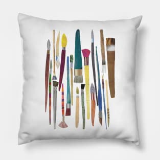 Paintbrushes collage Pillow