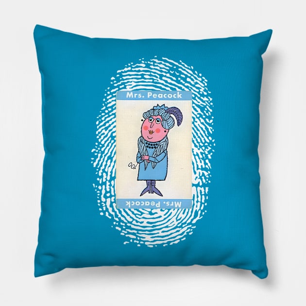 Mrs Peacock from the Game of Clue Pillow by Desert Owl Designs