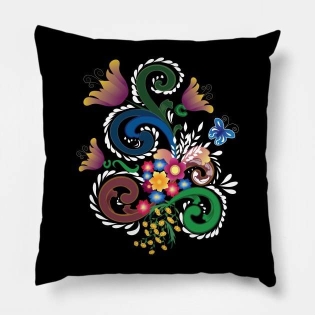 Rosemaling Madness Pillow by Deborah Goschy