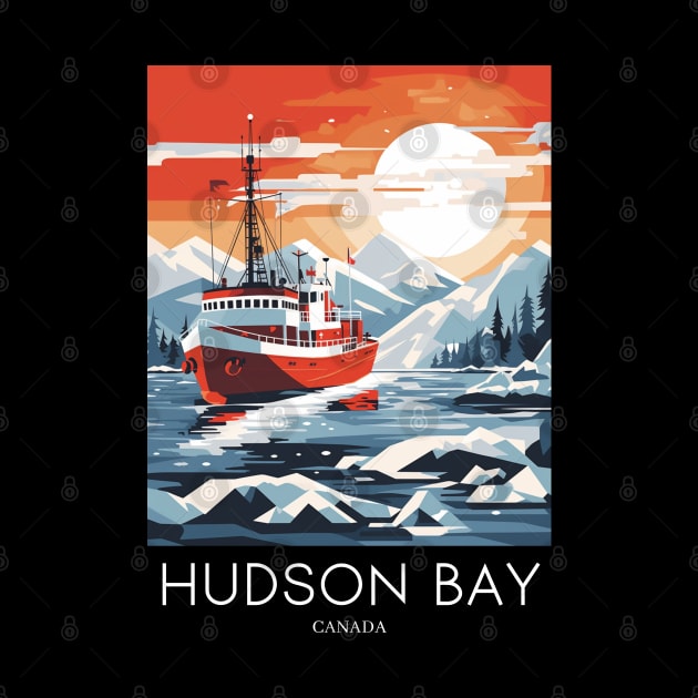 A Pop Art Travel Print of Hudson Bay - Canada by Studio Red Koala