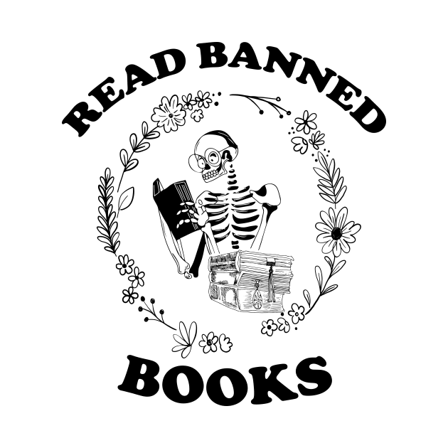 Read Banned Books, Teacher Librarian Gift, Skeleton Read Books by printalpha-art