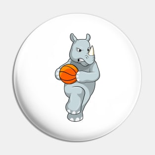 Rhino as Basketball player with Basketball Pin