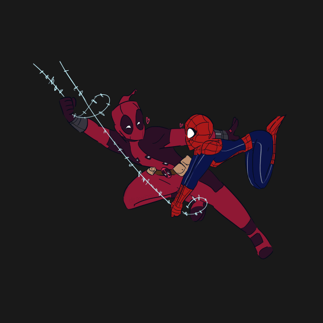 Spideypool Swingin by shadowllamacorn