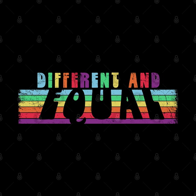 DIFFERENT AND EQUAL Retro Rainbow Stripes Equality by Jitterfly