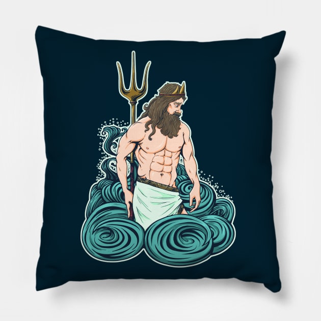 God of the sea Pillow by cb-illustratie