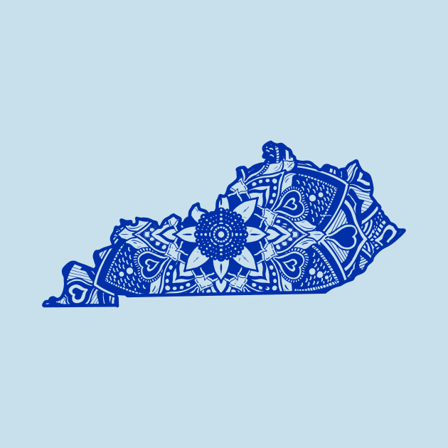 Blue Kentucky State Gift Mandala Yoga KY Art by Get Hopped Apparel