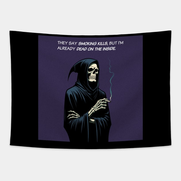 Grim  Reaper dead on the inside Tapestry by Retro Vibe