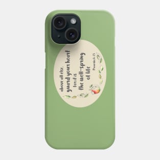 Christian Bible Verse: Above all else, guard your heart (with apple illustration) Phone Case