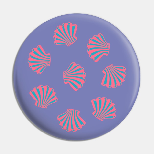 SEASHELLS Scattered Tropical Scallop Clam Shells Undersea Ocean Sea Life in Hot Pink Blue and Purple - UnBlink Studio by Jackie Tahara Pin by UnBlink Studio by Jackie Tahara