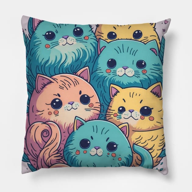 Cat-tastic Fun: Cute Cat Design Pillow by ZeePixels