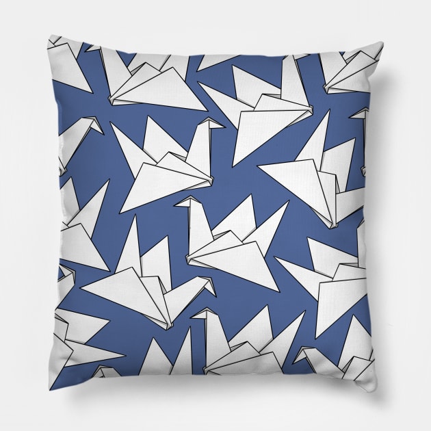 Origami Crane Blue Violet Pillow by Sketchbook ni Abi