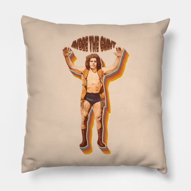 Andre the Giant Retro 70s Fade Pillow by darklordpug