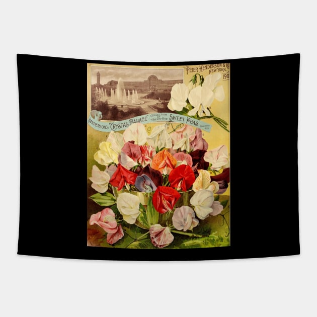 Sweet Peas Vintage Poster Tapestry by StacyDDDD