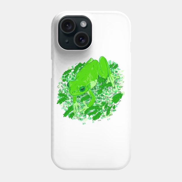 Green Frog Phone Case by Drawing Alba