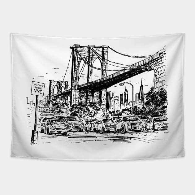 New York Under the Bridge Tapestry by TeesAndTheCities