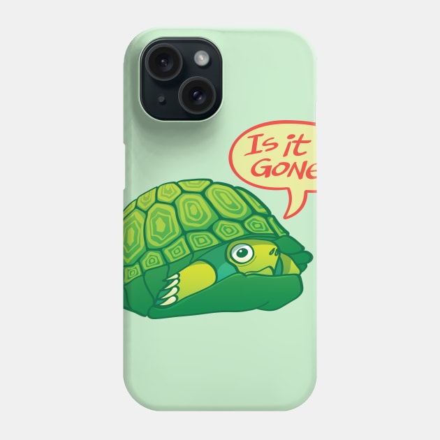 Green turtle asking if it's OK to go out of its shell Phone Case by zooco
