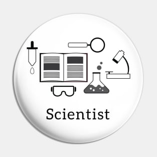 Scientist Icons Black and White Pin