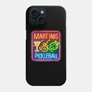 Martinis & Pickleball Retro Neon Sign Phone Case