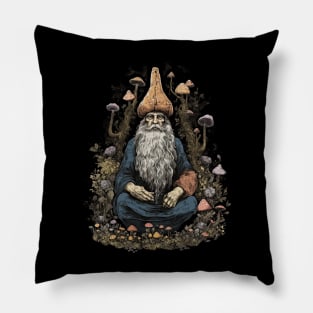 Lord Of The Shrooms - dark gnome wizard fantasy mushroom illustration Pillow