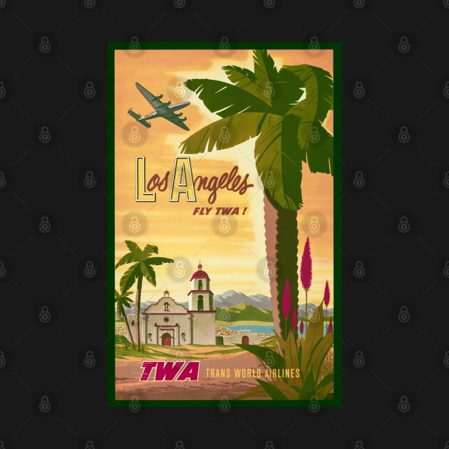 Restored Vintage TWA Travel To Los Angeles Poster Print by vintageposterco