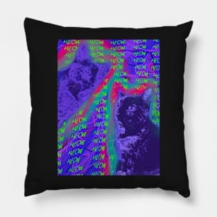 Halftone Cat V16 (Meow Background) Pillow