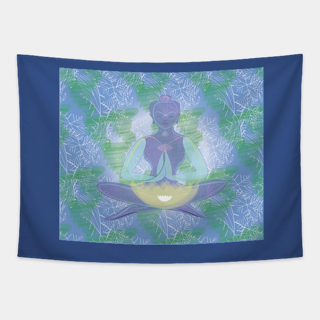 Meditation heart lotus Tapestry by shimaart